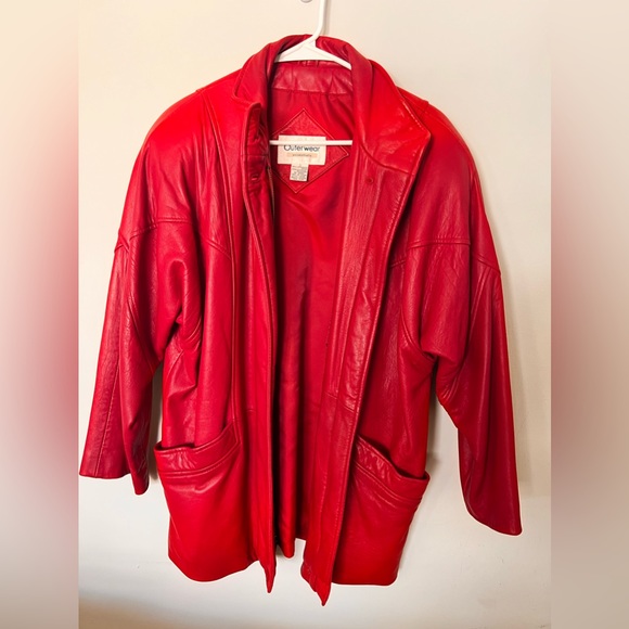Red leather Outerwear - Picture 2 of 6